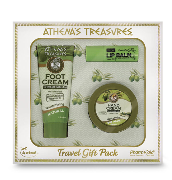 Travel Gift Pack 3A : Hand Cream Aloe Vera 75ml - Foot Cream Natural 60ml - Lip Balm Aloe Vera 3,5gr