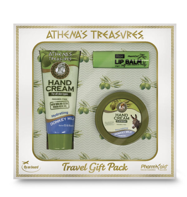 Travel Gift Pack 3C : Hand Cream Donkey Milk 75ml - Hand Cream Donkey Milk 60ml - Lip Balm Aloe Vera 3,5gr