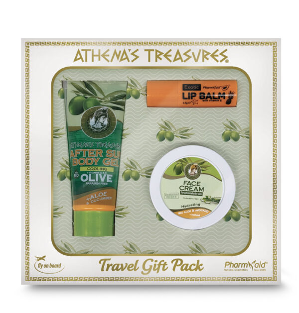 Travel Gift Pack 3D : Face Cream Hydrating 75ml - After Sun Body Gel Aloe Vera 65ml - Lip Balm Exotic Fruits 3,5gr